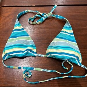 Striped Blue and Green Bikini Top